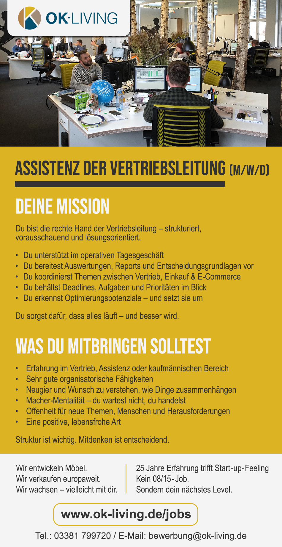 Stellenanzeige Assistenz der Vertriebsleitung (m/w/d)