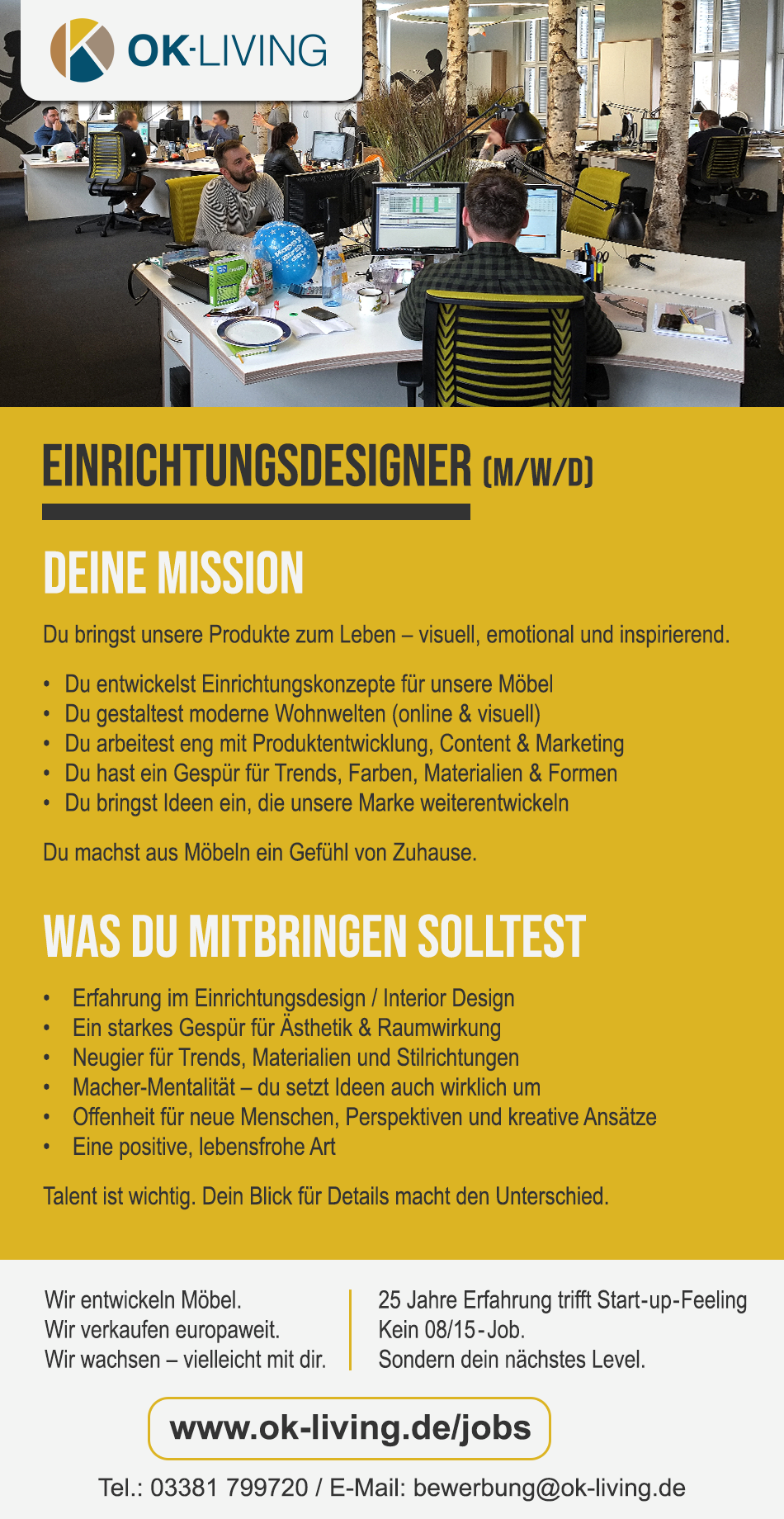 Stellenanzeige Einrichtungsdesigner (m/w/d)
